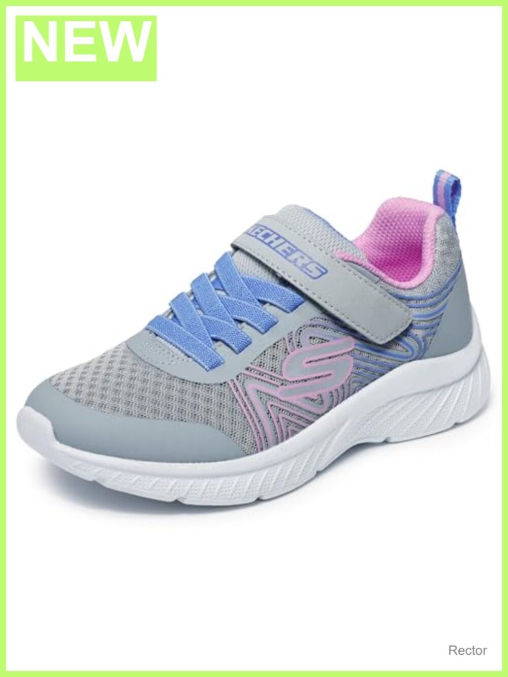 Girls Lightweight Sneakers Stretch Lace Hook & Loop Athletic Shoes